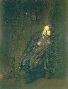 REMBRANDT Harmenszoon van Rijn An old man asleep by a fire oil on canvas